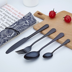 黑色餐具可重复使用套装与袋镀金餐具批发 - Product Image 2