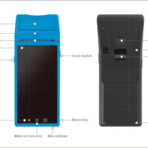 Trébol inteligente orden pos terminal de punto de venta de android pos con impresora portátil lotería rfid vending máquina pos