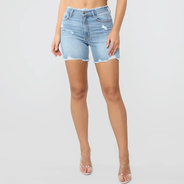 Hot koop sexy vrouwen ripped korte denim jeans zomer hoge taille denim shorts voor vrouwen