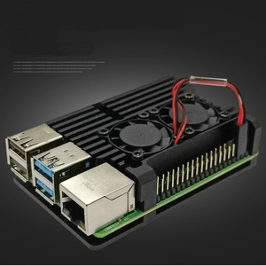 Latest <strong>Raspberry</strong> <strong>Pi</strong> 4 Aluminum <strong>Case</strong> with Dual Cooling Fan Metal Shell Black Enclosure for RPI 4 Model B - Product Image 3