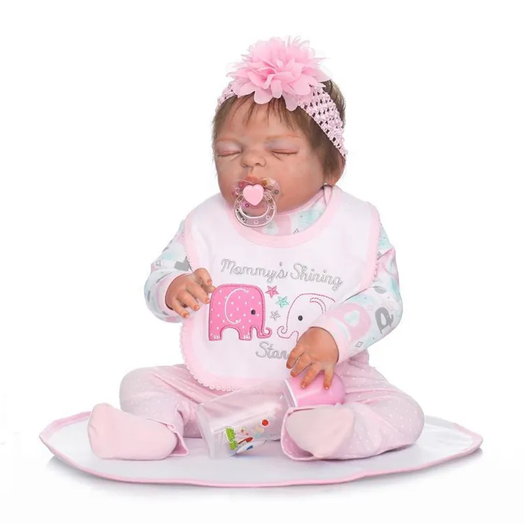 2018 New Reborn Baby Girl Doll 57cm das Ganzkörper-Silikon wieder geborene Baby puppe Handgemachtes lebensechtes Kinderpuppen-Geschenks pielzeug