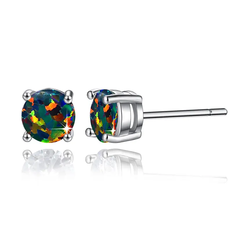 New Fashion Nature Fire Opal Earrings for Women Female Wedding Jewelry Buckle Ear Rings Accessories