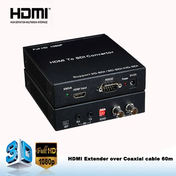 Hd-sdi fibra Converter soporte 2.1/5.1/7.1 audio canal de sonido, RS232 Control de puerto serie