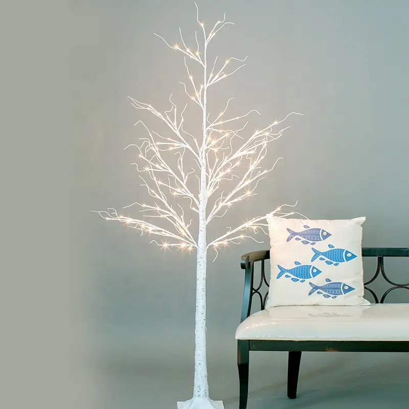 Wholesale Christmas yard decoration outdoor decoration led white palm artificial birch tree light