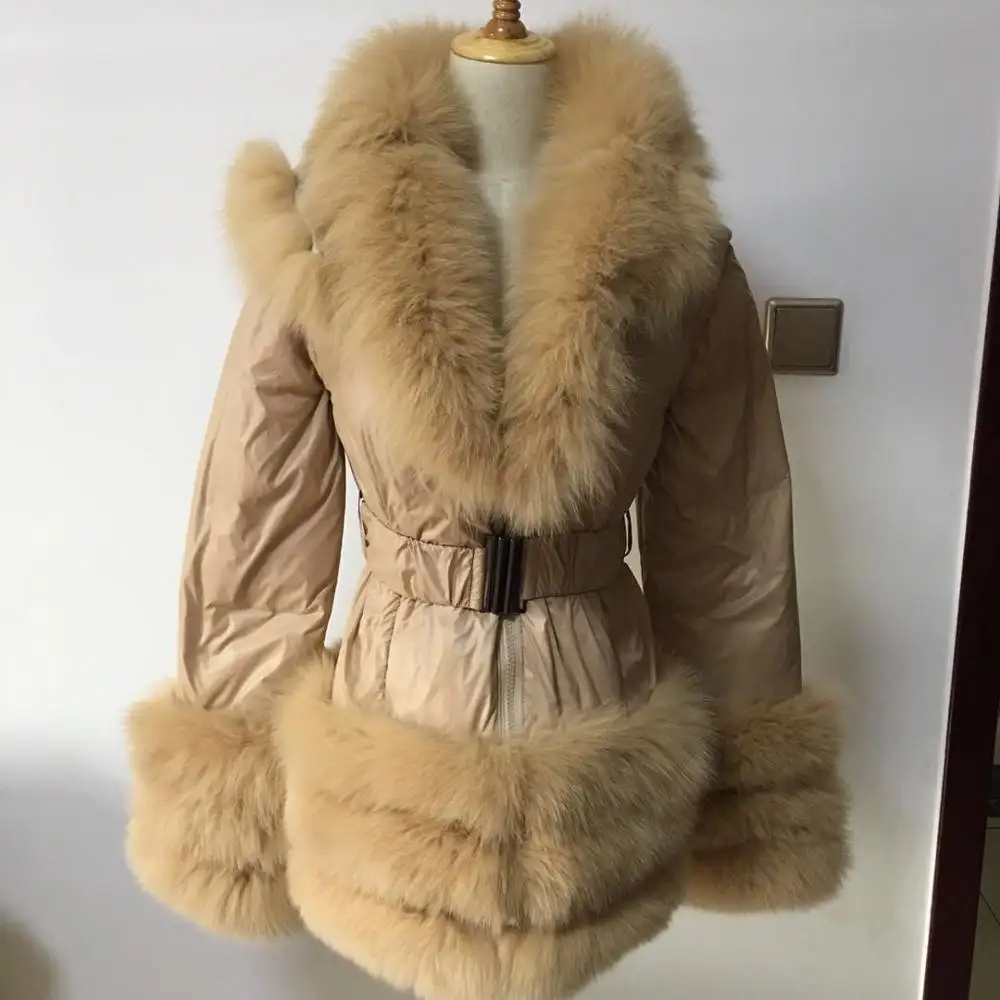 wholesale 2018 duck down jackets with fox fur collar European fashion woman coat
