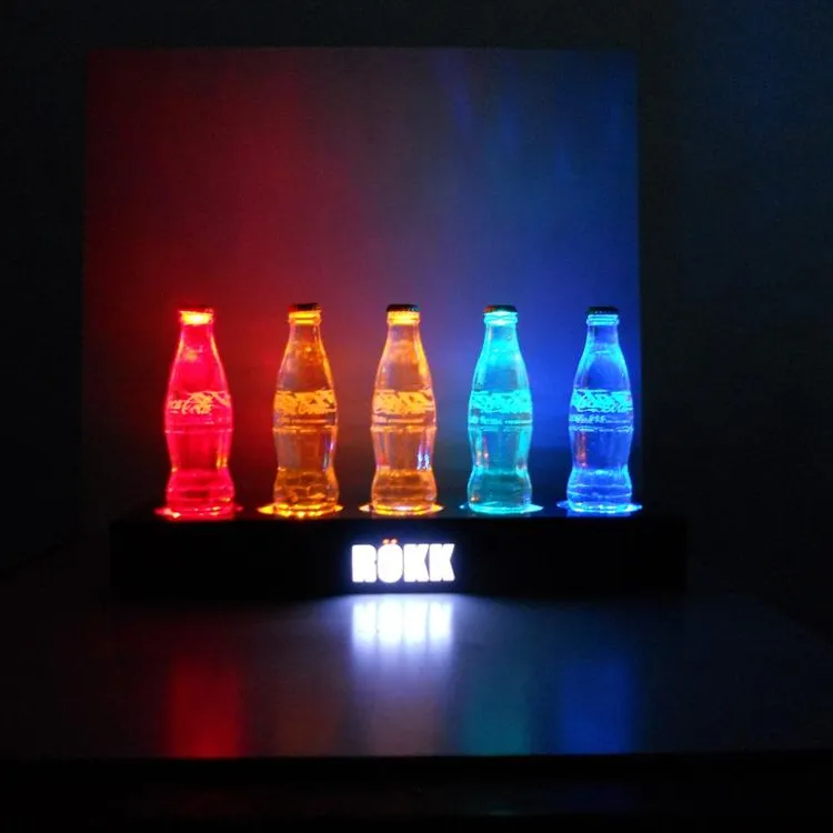 Iluminación LED acrílica personalizada, glorificador de exhibición de botellas de vino, estante de exhibición de licor