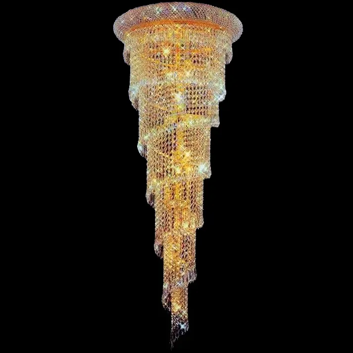 Classico soggiorno decorativo oro argento cristallo perline scale a spirale luci plafoniera design lampadario evento