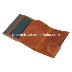 欧洲畅销产品 2019 RFID 弹出信用卡钱包极简主义铝皮革钱包 - Product Image 5