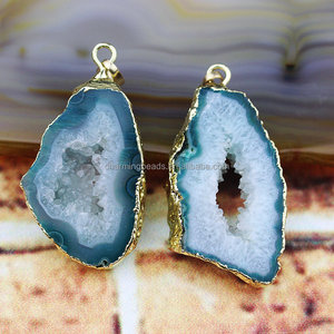 CH-LSP0335 批发宝石首饰吊坠，Geode <span class=keywords><strong>Druzy</strong></span> 玛瑙切片吊坠/天然宝石吊坠，切片德鲁伊吊坠