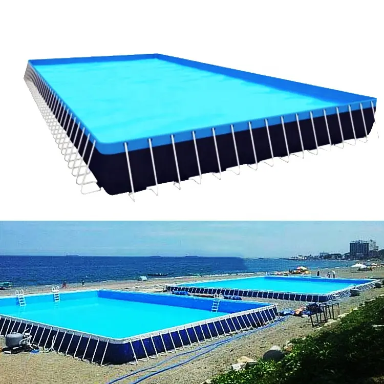 Grande piscine extérieure Portable rectangulaire en acier Pvc à cadre métallique pour l'été