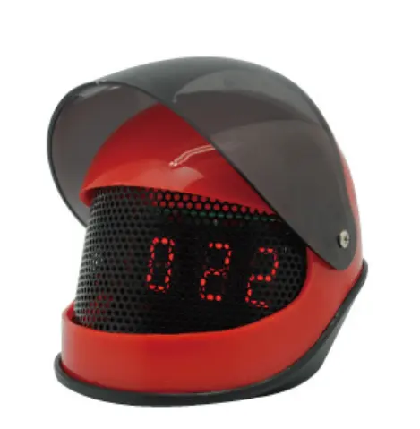 Horloge de table numérique décorative en forme de chapeau de moto de casque