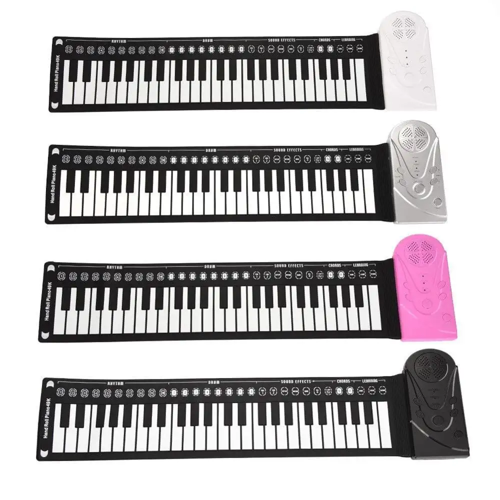Teclado plegable de piano para niños, Teclado de piano enrollable Digital suave y Flexible de 49 teclas, productos educativos de ocio