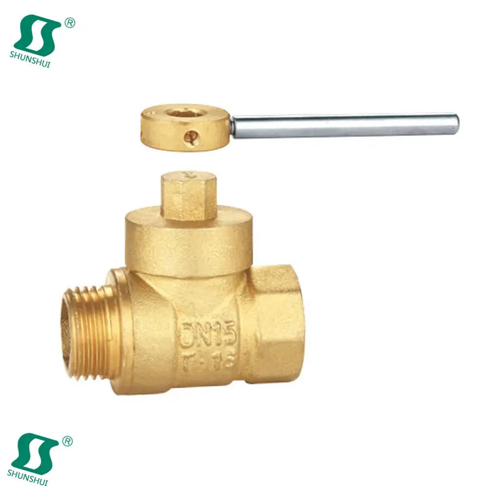 Yuhuan shunshui sunsy factory ptfe full port and nipple lockable cock valve 2pcs male threads brass ball valve with key