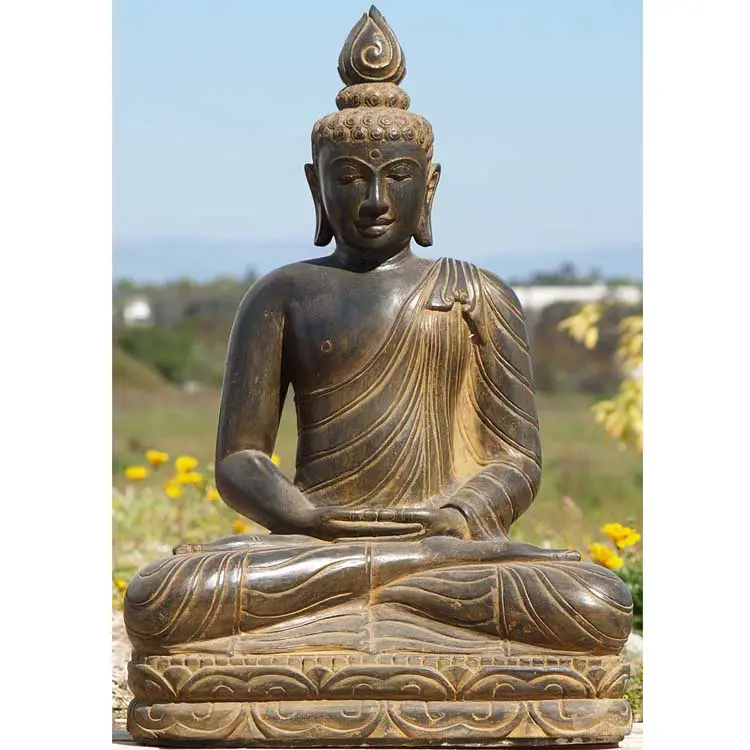 Bouddha assis en métal, accessoire de méditation religieux thaïlandais