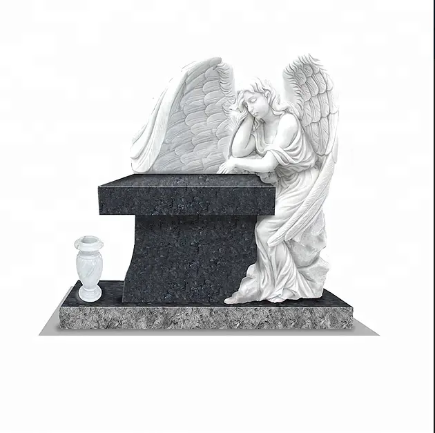 Panca in ginocchio Fine incisa panca commemorativa angelo in granito con vaso funebre