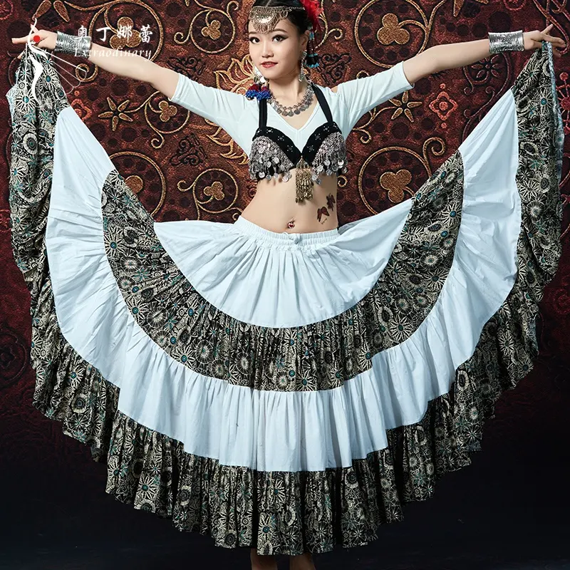 A fusão Tribal de dança do ventre Boemia Senhoras Cigana Saia Longa de algodão Cheio de roupas de dança do ventre