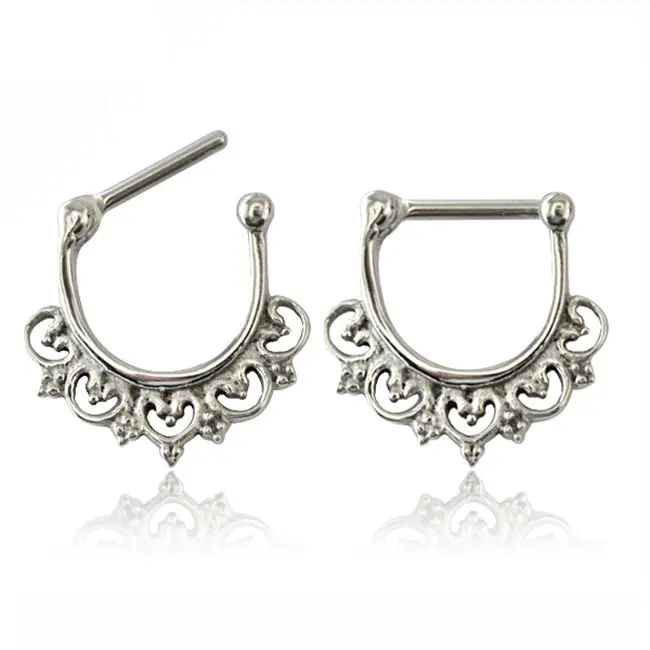 Bijoux septum tribal en acier inoxydable, claqueur à charnière, bon marché, vente en gros, livraison gratuite