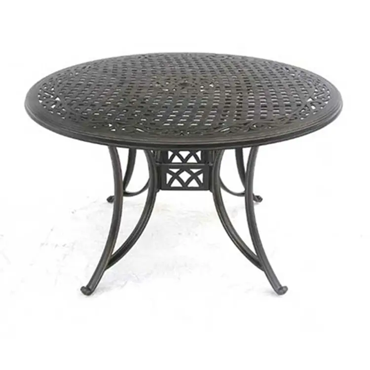 Table ronde de salle à manger de Patio extérieur Durable de 48 pouces avec dessus de Table en fonte d'aluminium pour les lieux extérieurs 1 pièce/carton moq50pièces