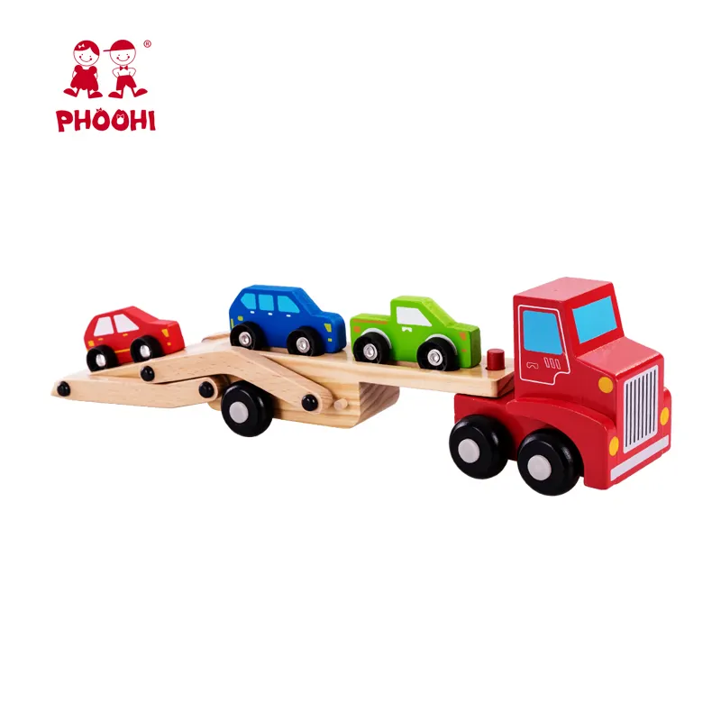 Crianças jogar veículo educativo, crianças, madeira, carros de corrida, caminhão, brinquedo com 3 carros