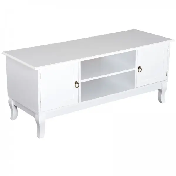 Fashion Mdf TV Stand Unit Corner Table, MDF-Ivory White