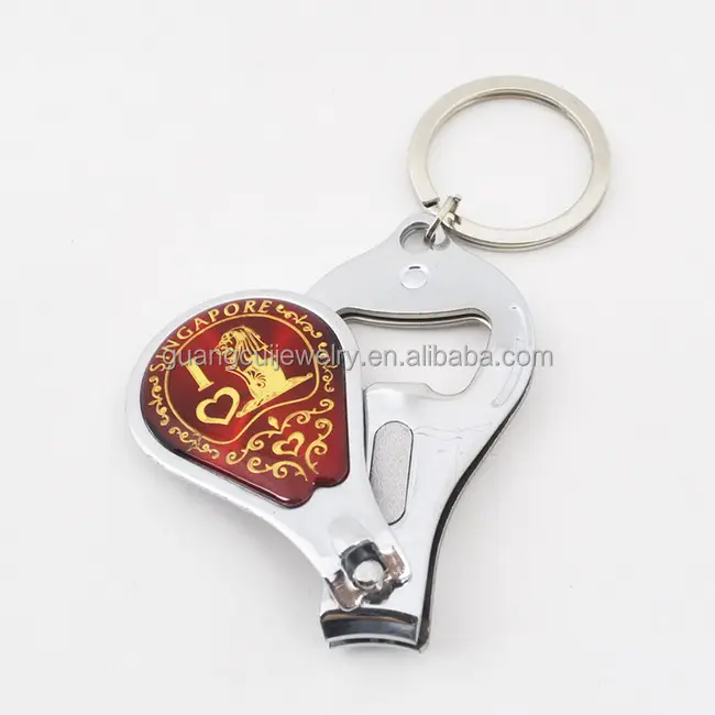 Singapore bottle opener safety dog finger nail clipper key ring keychain