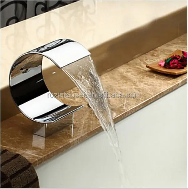 Big C Shape Thác Spout Cho Lưu Vực & Bồn Tắm Sàn Núi Đánh Bóng Chrome Phòng Tắm Vòi Phụ Kiện