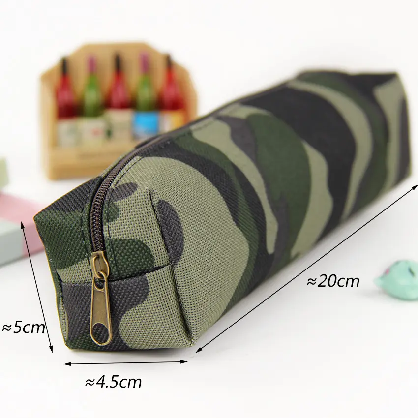 Estojo de lápis camuflado para meninos e meninas, bolsa escolar de zíper em 4 cores