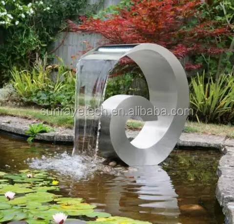 Fonte de cascata de aço inoxidável, spillway para piscina e jardim, lago, jardim, paisagem