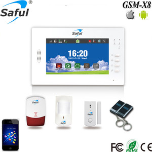7 אינץ 'מסך מגע gsm/pstn מערכת אזעקה אוטומטית לאבטחה ביתית