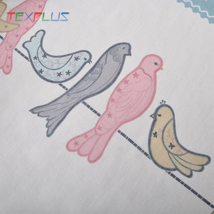 modern style OEM order animal birds printed fabric ready made children curtain design