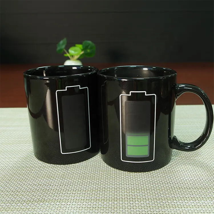 Caneca mágica de café com filtro, de bateria criativa, latte, caneca com mudança de energia positiva, copo de cor, caneca de cerâmica, presentes da novidade