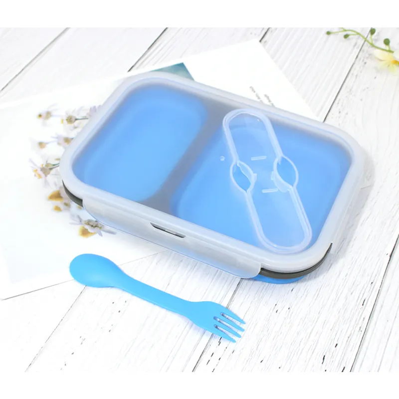 High Quality Silicone Folding Compartment Lunch Box Container