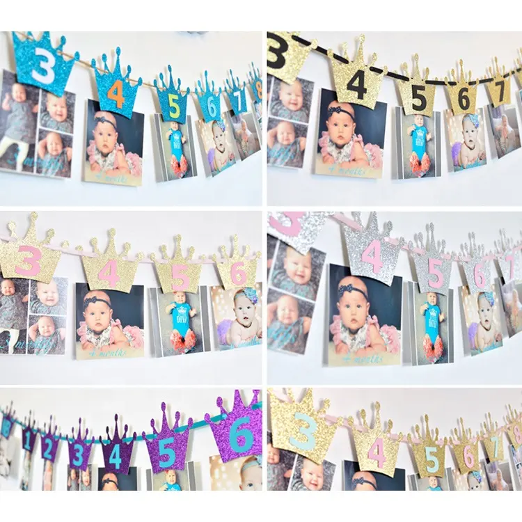 Cartel de foto de cumpleaños para bebé recién nacido, cartel de foto de 1er cumpleaños a 12 meses, decoración de fiesta de cumpleaños, oferta