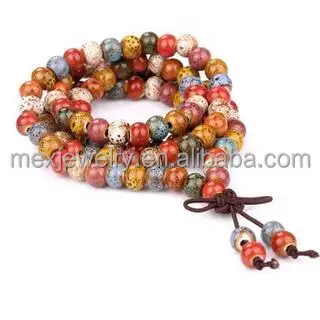 Bouddhiste tibétain 108 Perles En Porcelaine Perles De Prière Poignet Méditation Mala Bracelet En Céramique