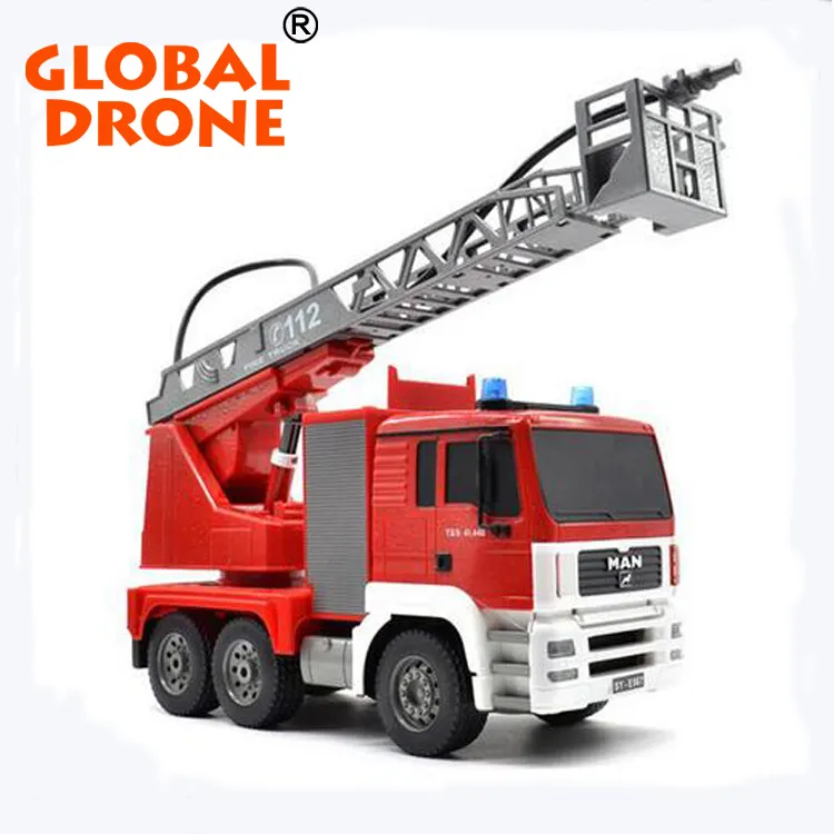 Hot bán đồ chơi! 1:20 2.4 ghz rc xe cứu hỏa với simulationl tưới nước & âm thanh & ánh sáng & trạm làm việc 660-xoay độ đồ chơi cho trẻ em