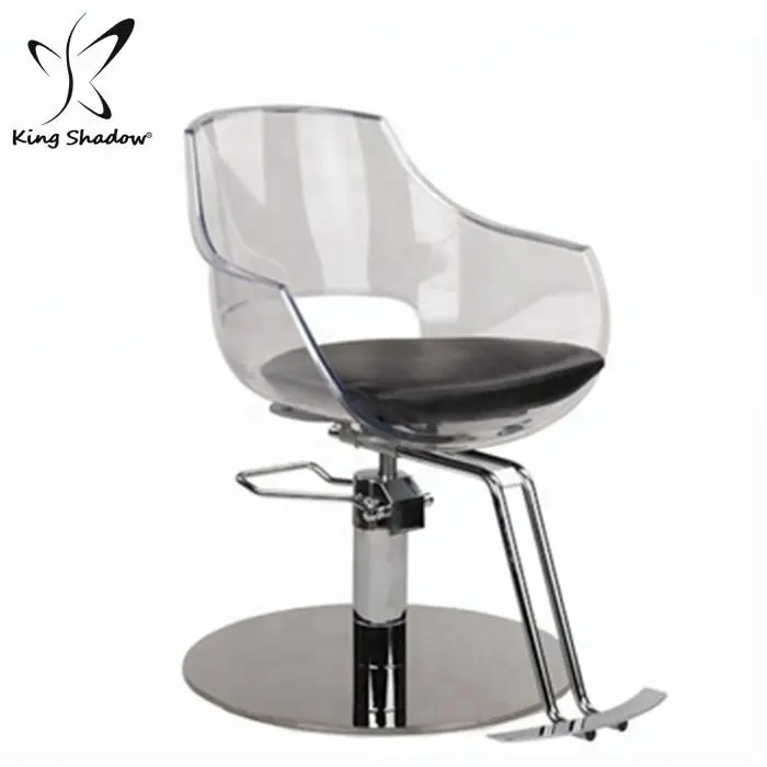 Silla de peluquería acrílica transparente duradera, fabricante de sillas de peluquería, muebles de salón de belleza usados
