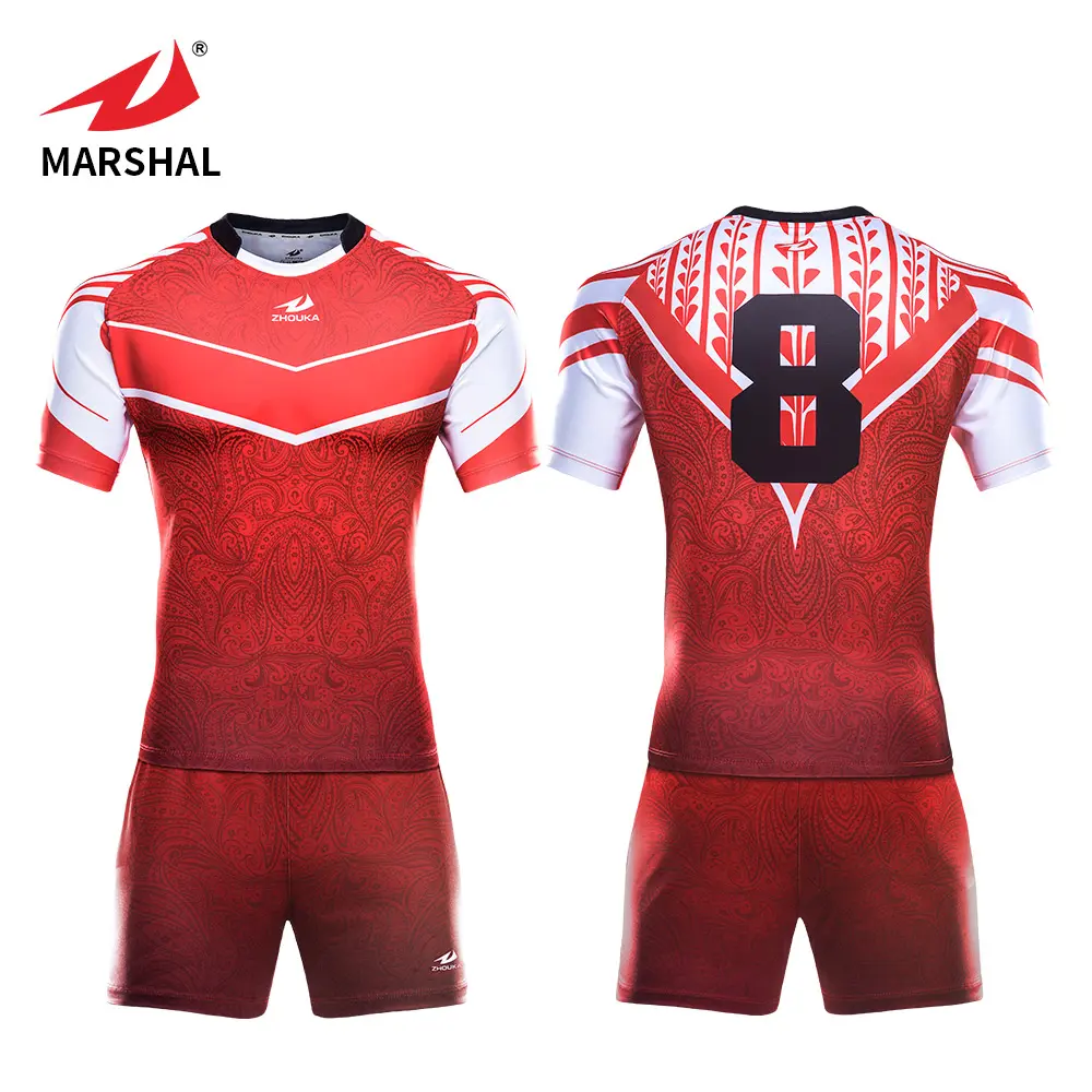 Camisas de rugby personalizadas, camisas vermelhas de subolmação, uniformes esportivos de rugby