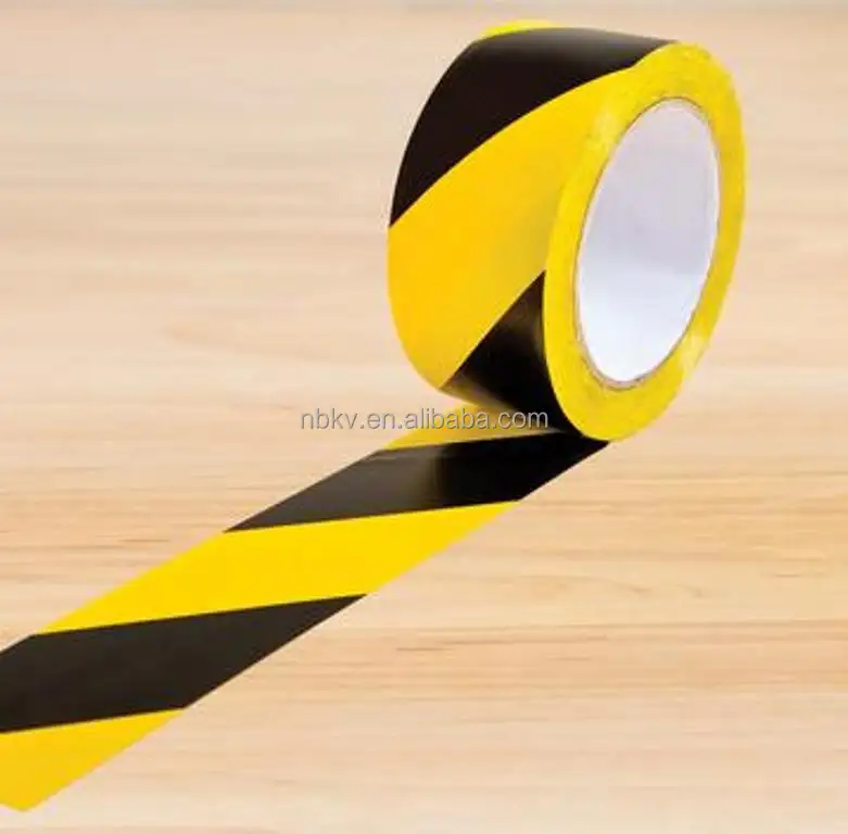Cinta de advertencia de PVC de advertencia de peligro libre de 50mm x 30M, color negro y amarillo