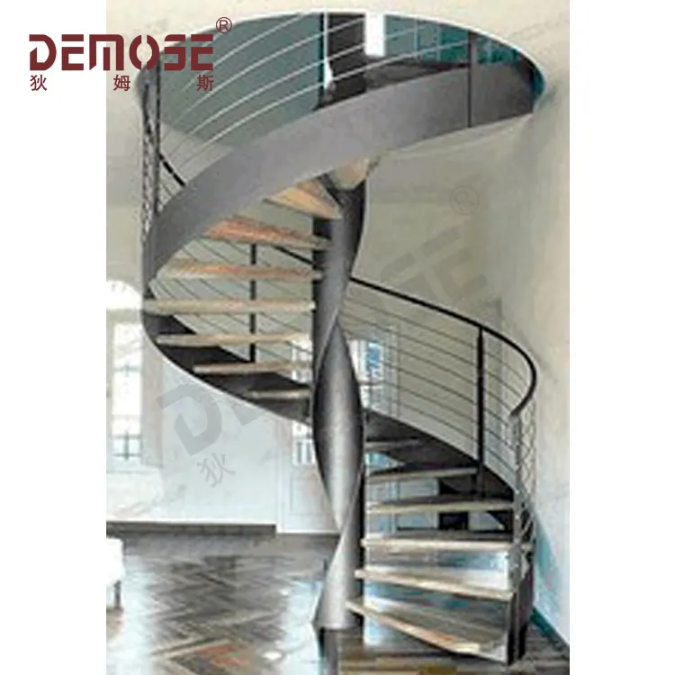 prefabricated stainless steel wood round stairs