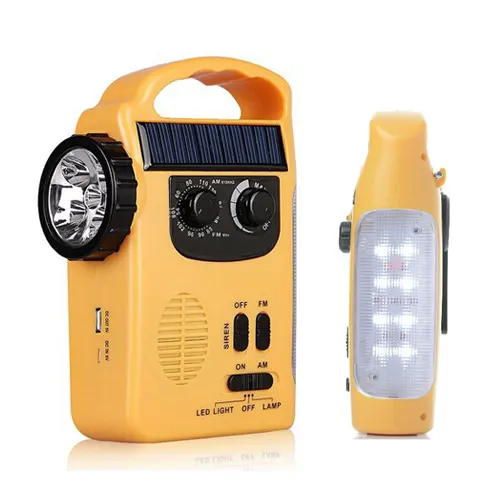 Lampe de poche solaire à LED, torche, AM/FM, wat, Radio, Rechargeable, éclairage d'urgence, lanterne