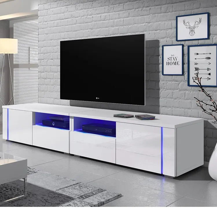 Moderne Led Tv-Kast Moderne Luxe Meubels Tv-Kast Witte Tv-Standaard Met Led-Verlichting Woonkamer Meubels