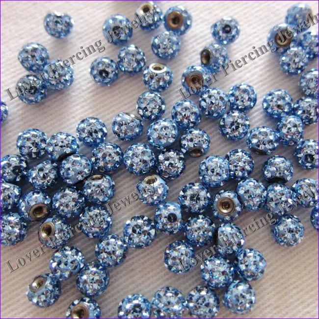 [FC-795A] Wholesale Epoxy Covering Gems Staineless Steel Body Piercing Jewelry Ball