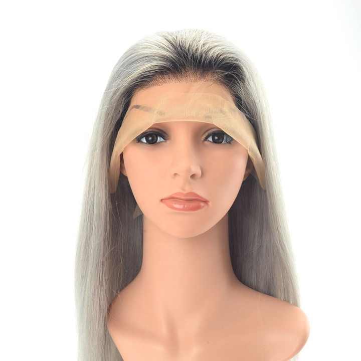Großhandel Mensch Grau Farbe Spitze Front Perücke Damen Chinesisch Remy Glattes Haar Perücken