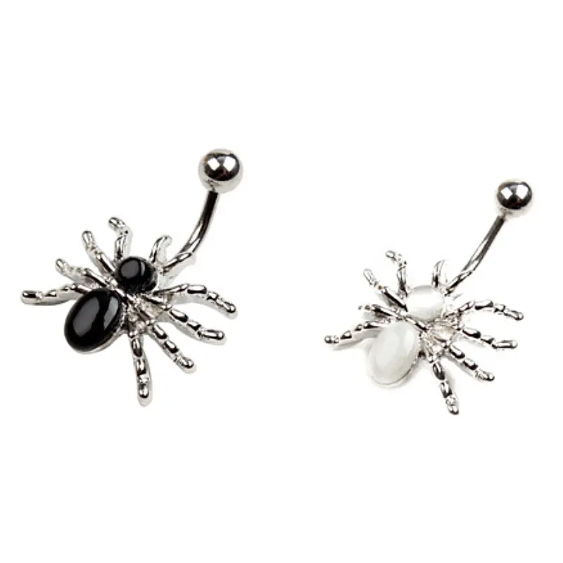 VRIUA 316L Medical Steel Punk Style Black White Spider Navel Belly Button Piercing Enticing Body Piercing Jewelry