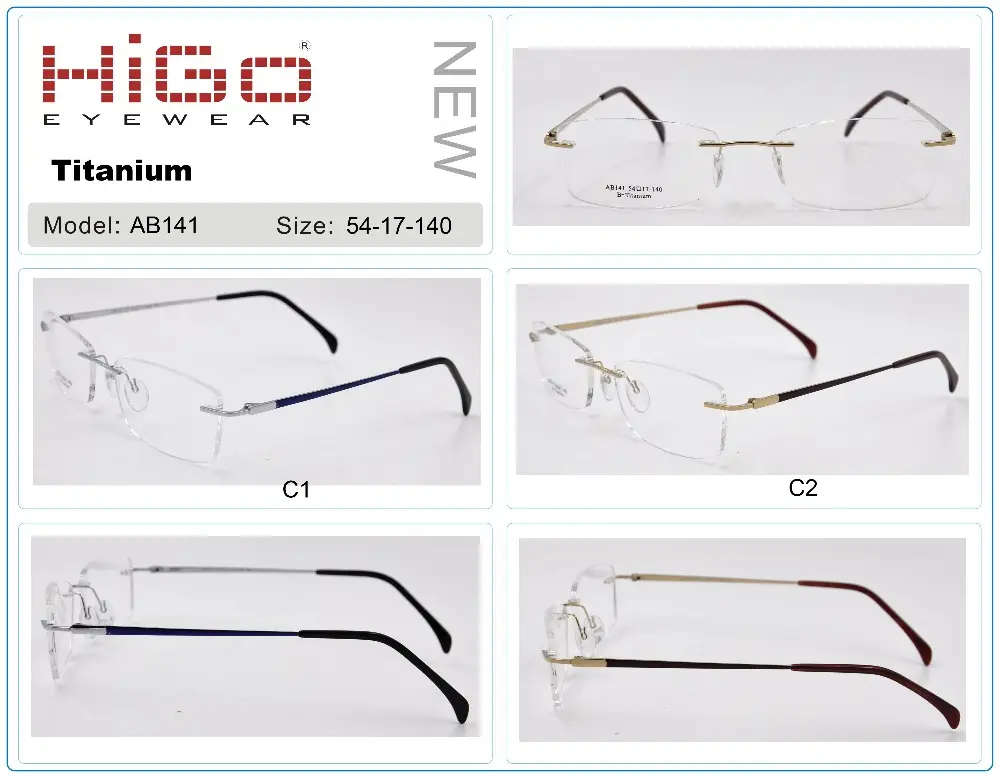 純チタン眼鏡リムレス光学フレーム処方ブルーライトブロッキングアイウェア