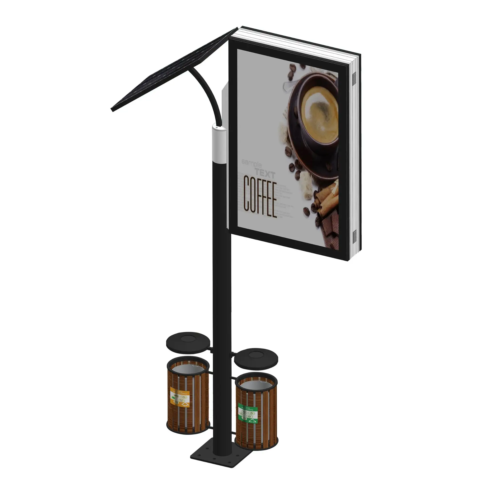 Outdoor solar power lampada light box con cestino