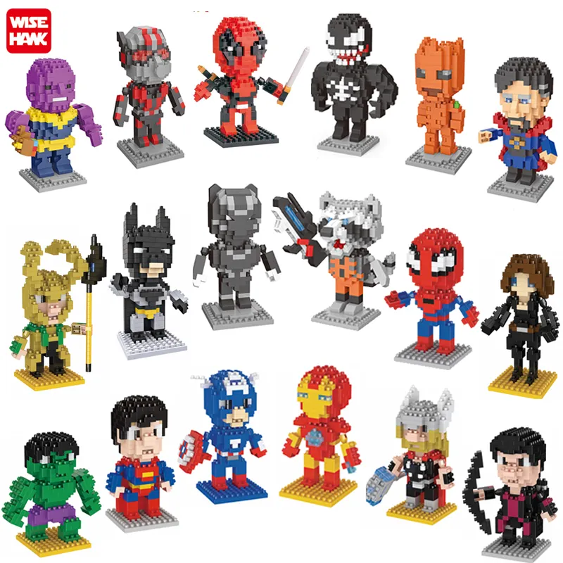 Hot Bán Nhựa Micro Kích Thước Gạch Siêu Anh Hùng Mini Hình Khối Xây Dựng Marvel