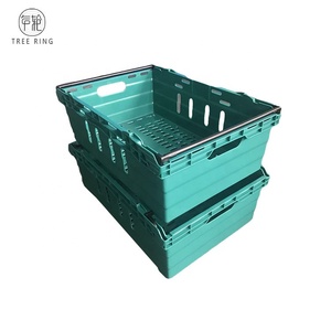 Euro Type <strong>Stack</strong> <strong>and</strong> <strong>Nest</strong> Bale Arm Plastic <strong>Crate</strong> ,Green Color , for Supermarket 600*400*192mm