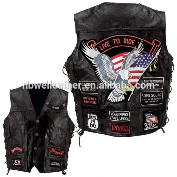Genuine leather biker vest per gli uomini