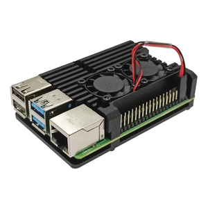 Latest <strong>Raspberry</strong> <strong>Pi</strong> 4 Aluminum <strong>Case</strong> with Dual Cooling Fan Metal Shell Black Enclosure for RPI 4 Model B - Product Image 1